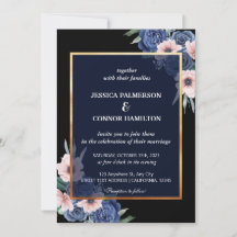 Black Watercolor Elegant Modern Floral Wedding