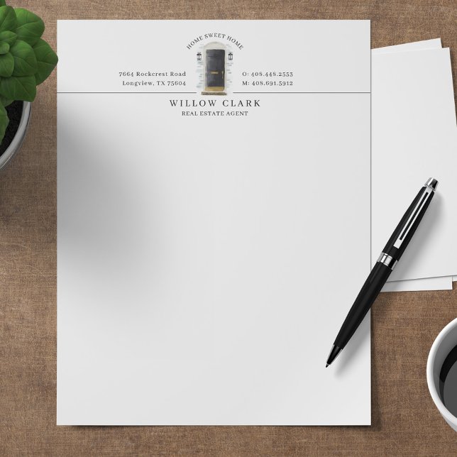 Black Watercolor Front Door Personalised Company Custom Letterhead (Creator Uploaded)