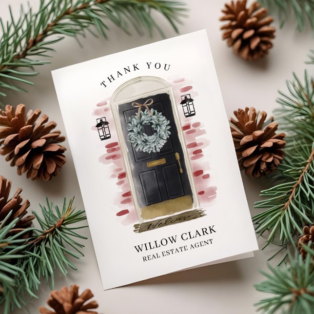 Black Watercolor Front Door & Wreath Thank You (Black Watercolor Front Door & Wreath Thank You
)