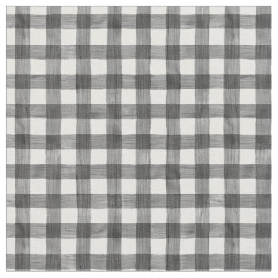 Black Watercolor Gingham  Fabric