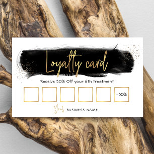 Black Watercolor Gold Glitter Beauty Loyalty Card