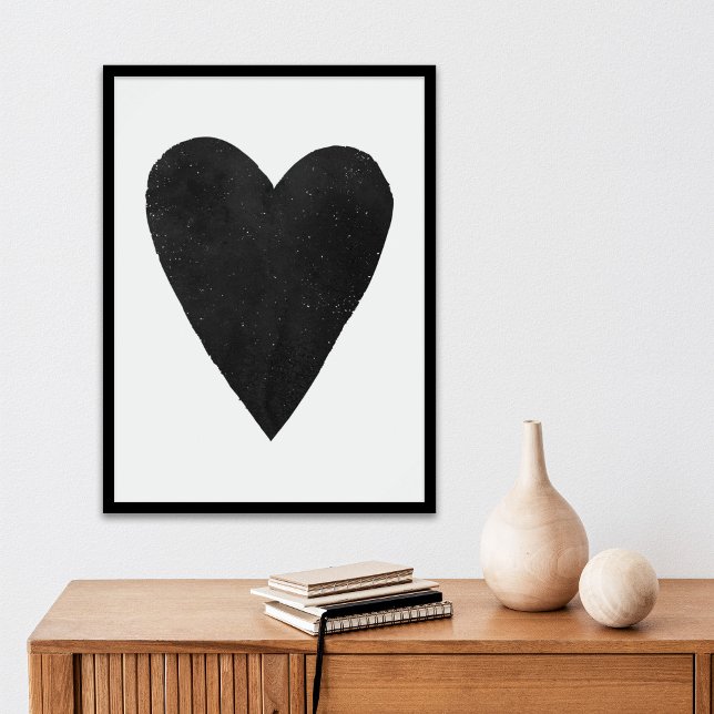 Black Watercolor Heart Valentine's Day Art Print (Creator Uploaded)