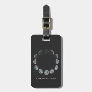 Black Watercolor Moon Phases Personalised Luggage Tag