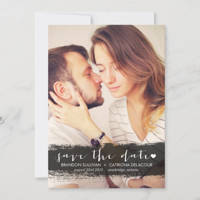 BLACK WATERCOLOR SPLASH SAVE THE DATE ANNOUNCEMENT (Front)