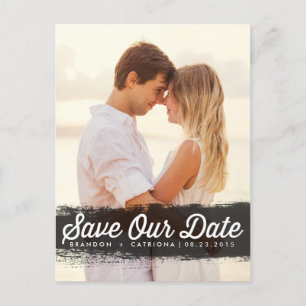 BLACK WATERCOLOR SPLASH SAVE THE DATE POSTCARD