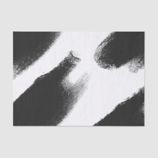 Black Watercolor Streaks Abstract Tissue Paper (Front)