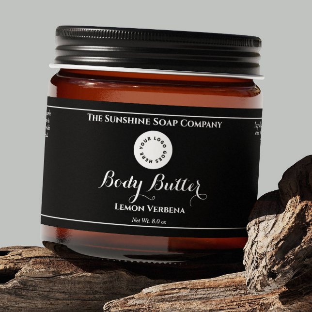 Black Waterproof Cosmetics Jar Label with Logo (Creator Uploaded)