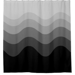 Black Wavey Stripe Modern Shower Curtain