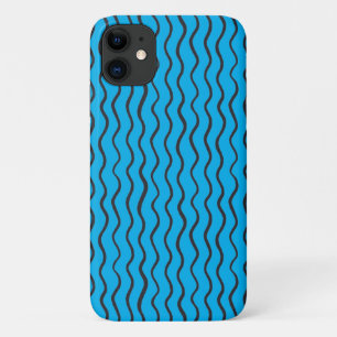 black wavy abstract line pattern iPhone 11 case