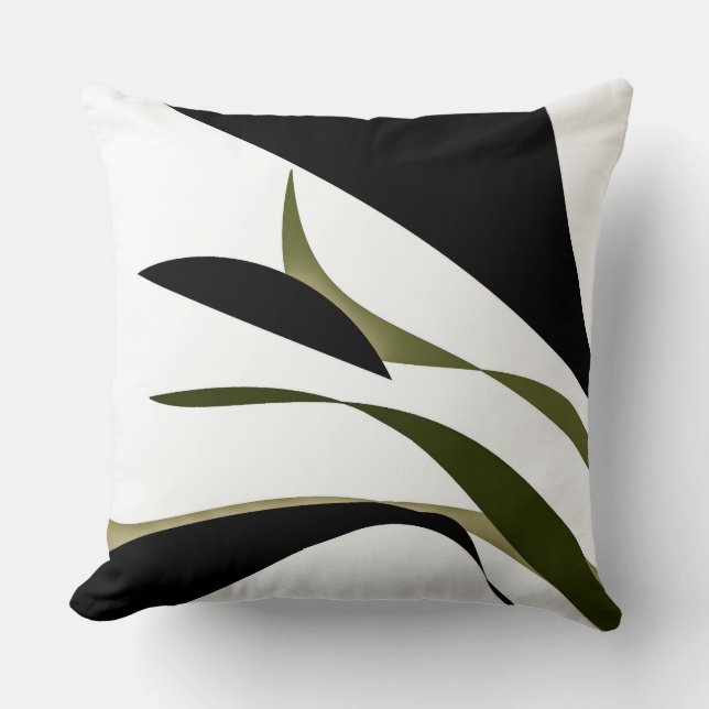 Black Wavy Army Green Cushion (Front)