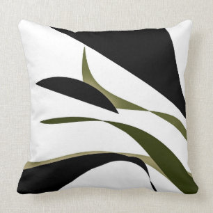 Black Wavy Army Green Cushion