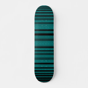 Black Wavy Lines - On Cyan Skateboard