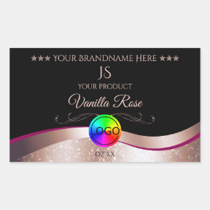 Black Wavy Rose Gold Logo Monogram Product Label