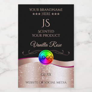 Black Wavy Rose Gold Logo Monogram Product Label
