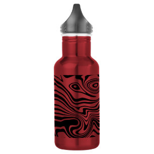 Black Wavy Striped Stainless Steel Water Bottle
