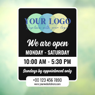 Black We Are Open Hours With Your Logo