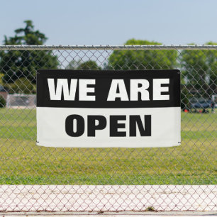 Black we are open template business banner sign