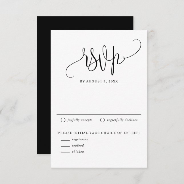Black We Do Modern Calligraphy Wedding RSVP Card (Front/Back)