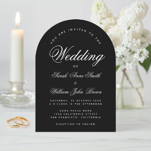 Black Wedding Arch Simple Calligraphy Modern Invitation