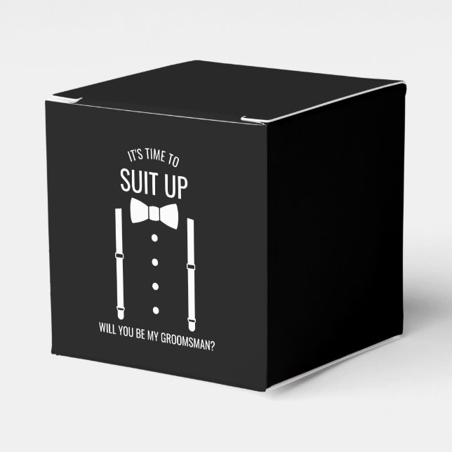 Black Wedding Bow Tie Groomsman Proposal Favour Box (Front Side)