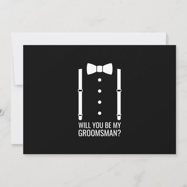 Black Wedding Bow Tie Groomsman Proposal Invitation (Front)