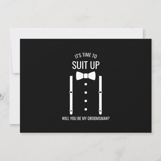 Black Wedding Bow Tie Groomsman Proposal Invitation (Front)