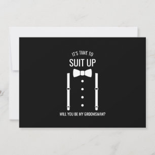 Black Wedding Bow Tie Groomsman Proposal Invitation