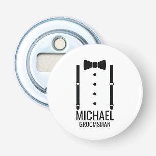 Black Wedding Bow Tie Personalised Groomsmen Bottle Opener