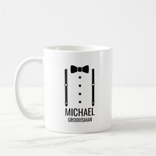 Black Wedding Bow Tie Personalised Groomsmen Coffee Mug