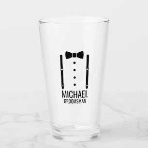 Black Wedding Bow Tie Personalised Groomsmen Glass