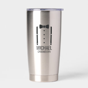 Black Wedding Bow Tie Personalised Groomsmen Insulated Tumbler