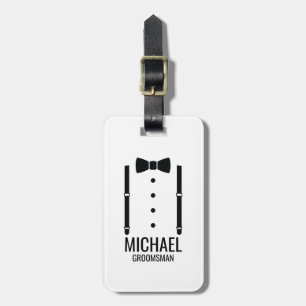 Black Wedding Bow Tie Personalised Groomsmen Luggage Tag
