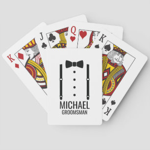Black Wedding Bow Tie Personalised Groomsmen Playing Cards