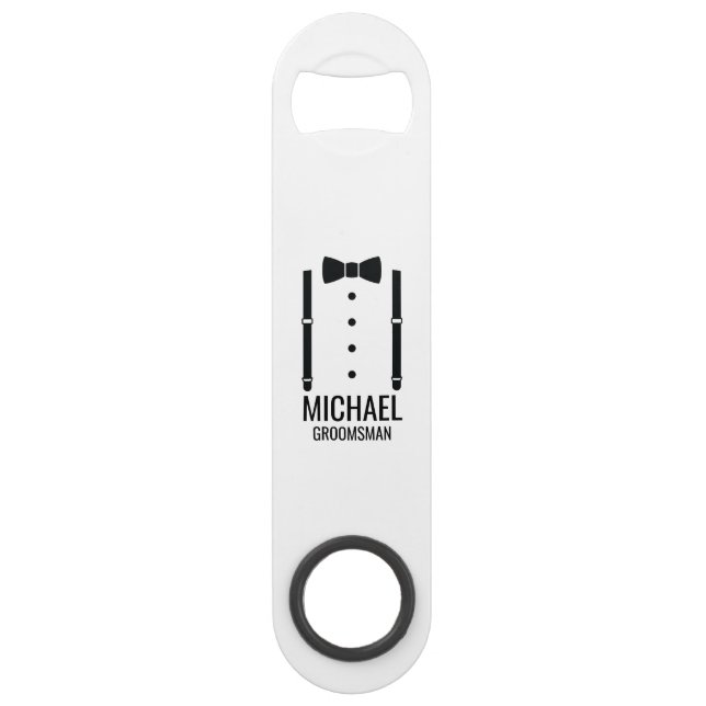 Black Wedding Bow Tie Personalized Groomsmen (Front)