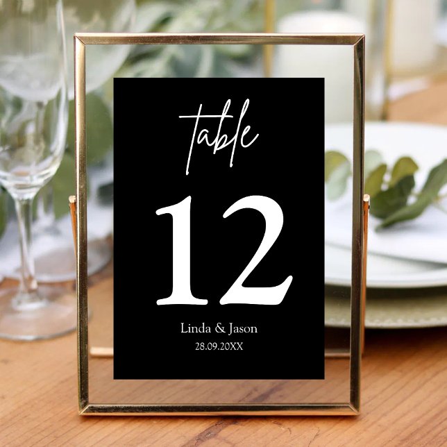 Black Wedding Calligraphy Script Table Number (Creator Uploaded)