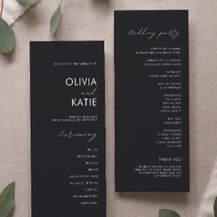 Black Wedding Ceremony Program Template
