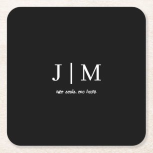 Black Wedding Coaster Customisable White Text