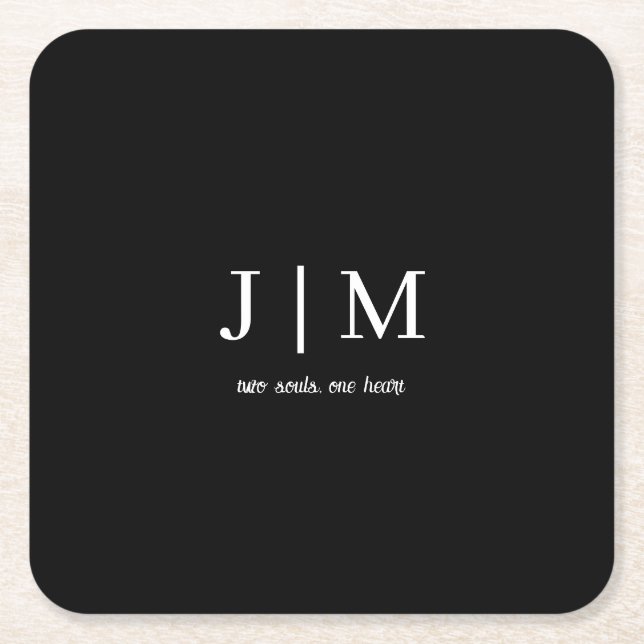 Black Wedding Coaster Customisable White Text (Front)
