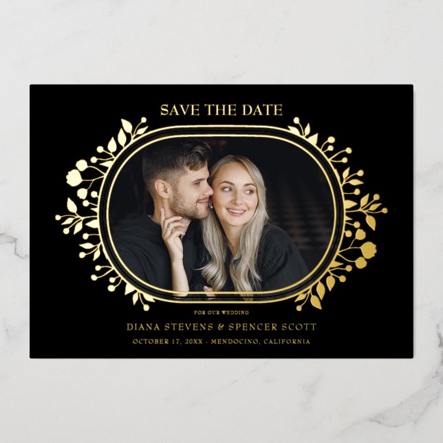 Black Wedding Fancy Ornament Frame Flowers (Front)