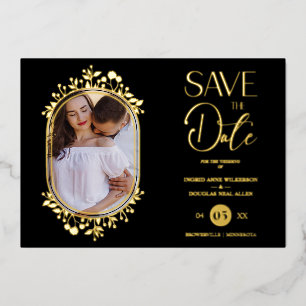 Black Wedding Fancy Ornament Frame Flowers Photo