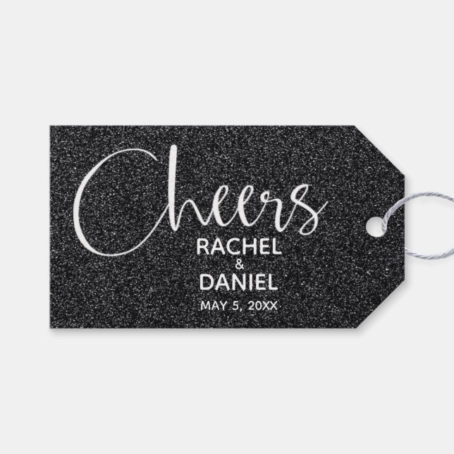 Black Wedding Favour Gift Tags (Front (Horizontal))