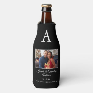 Black Wedding Favour Photo Bottle Cooler 