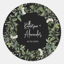 Black wedding floral Lily Invitation classics