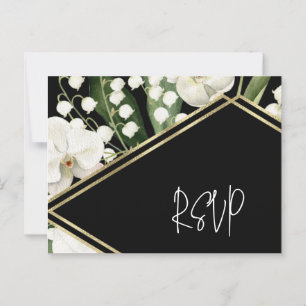 Black wedding floral Lily Invitation classics Postcard