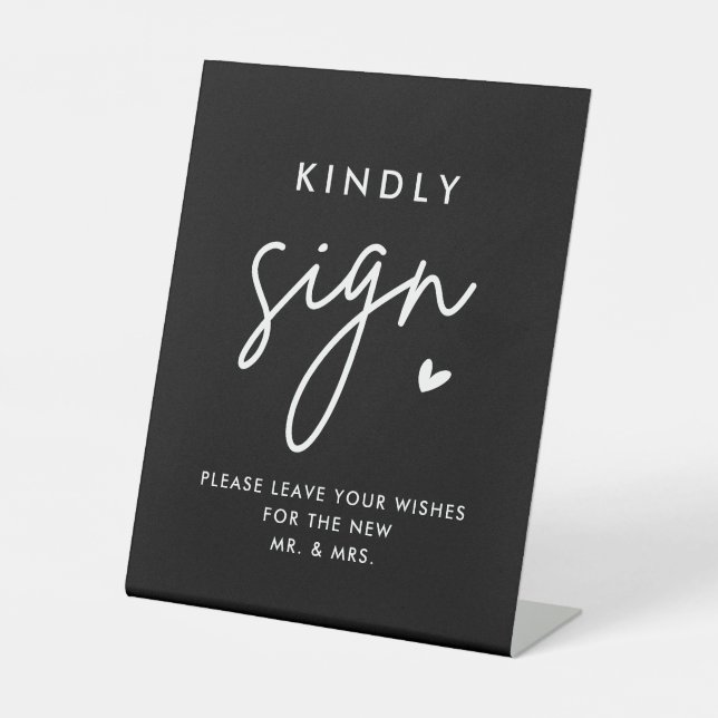 Black Wedding Guest Book Kindly Sign (Front)