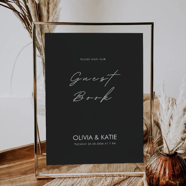 Black Wedding Guest Book Sign Template  (Black Wedding Guest Book Sign Template)