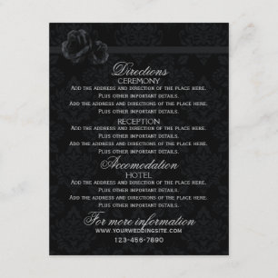 Black wedding information cards Wedding enclosure