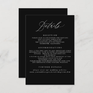 Black Wedding Information Enclosure Card