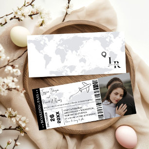 Black Wedding invitation Boarding pass ticket