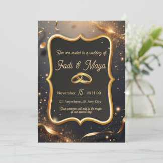 Black wedding invitation card
